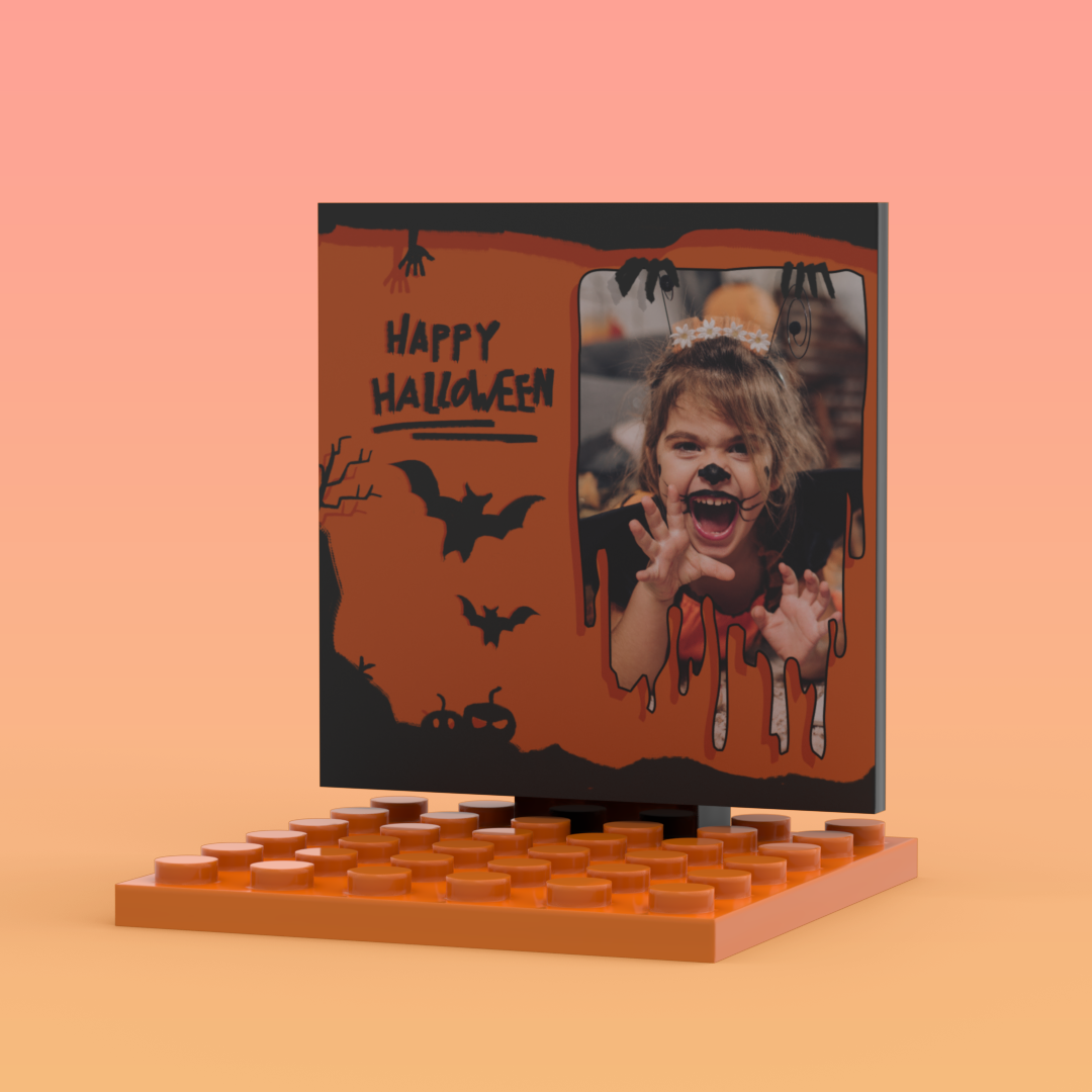 Custom Orange Halloween Theme Photo Building Block Set Theme Photo Board Wall Panel Ornaments