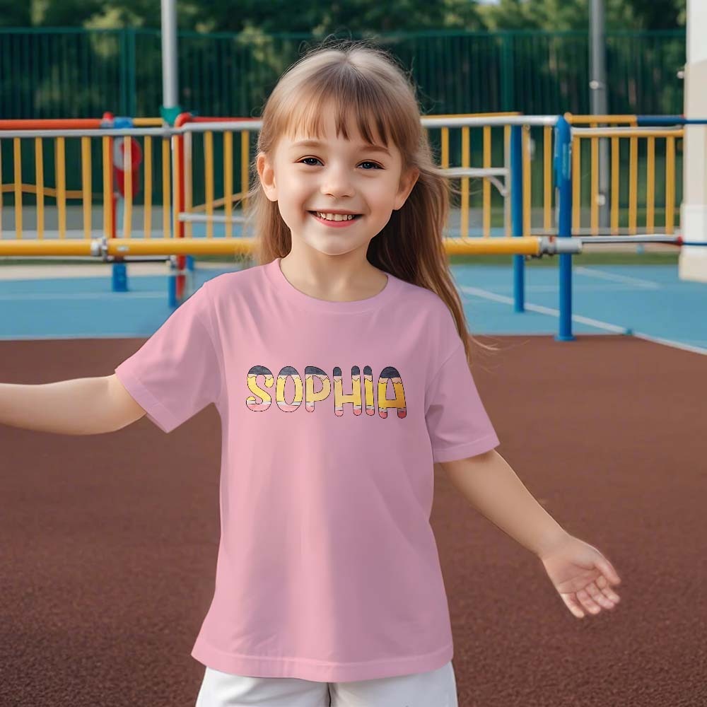 Personalized Back to School Pencil Name T-shirt First Day of School Shirt Gift for Kids - Myphotowallet