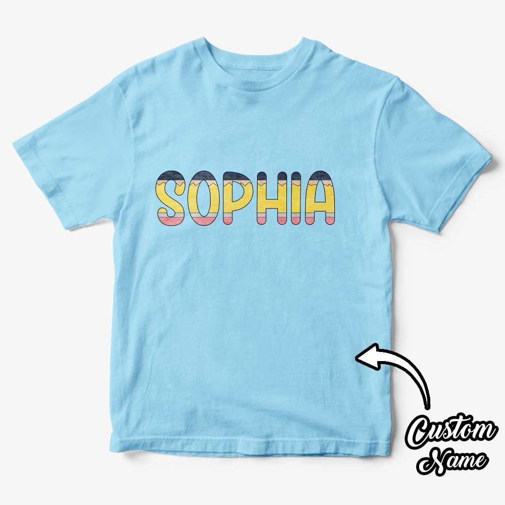Personalized Back to School Pencil Name T-shirt First Day of School Shirt Gift for Kids - Myphotowallet