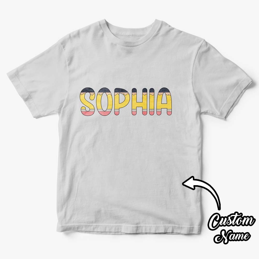 Personalized Back to School Pencil Name T-shirt First Day of School Shirt Gift for Kids - Myphotowallet