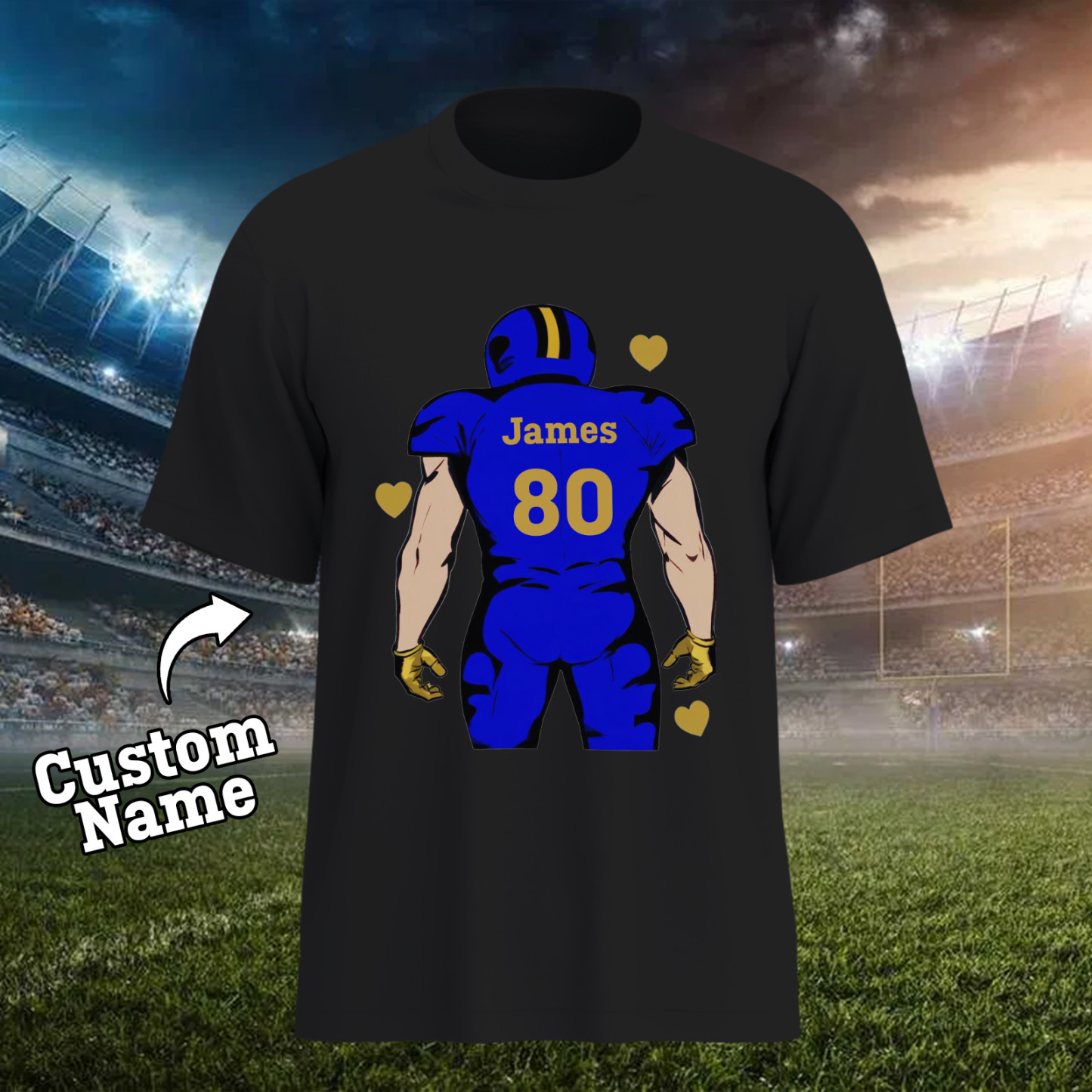 Shine On Game Day - Custom Glitter Football Player Hoodie T-shirt - 