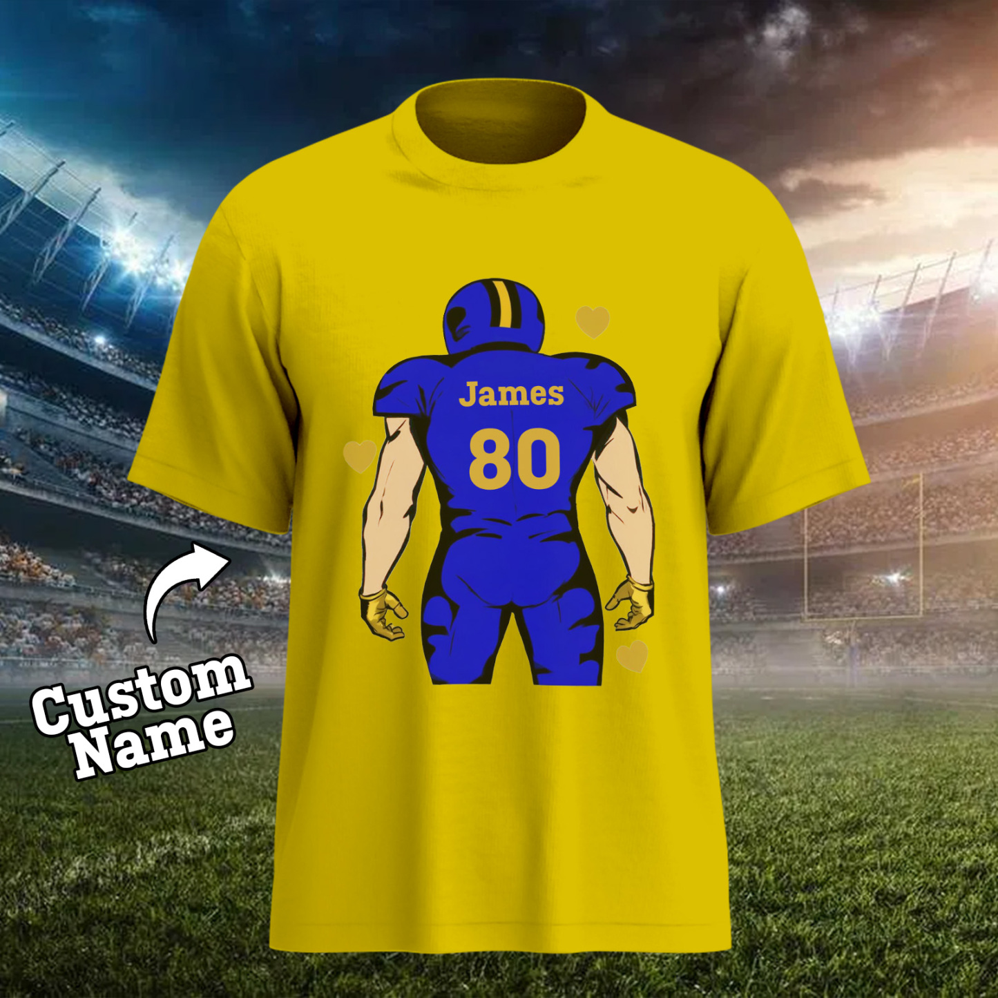 Shine On Game Day - Custom Glitter Football Player Hoodie T-shirt - 