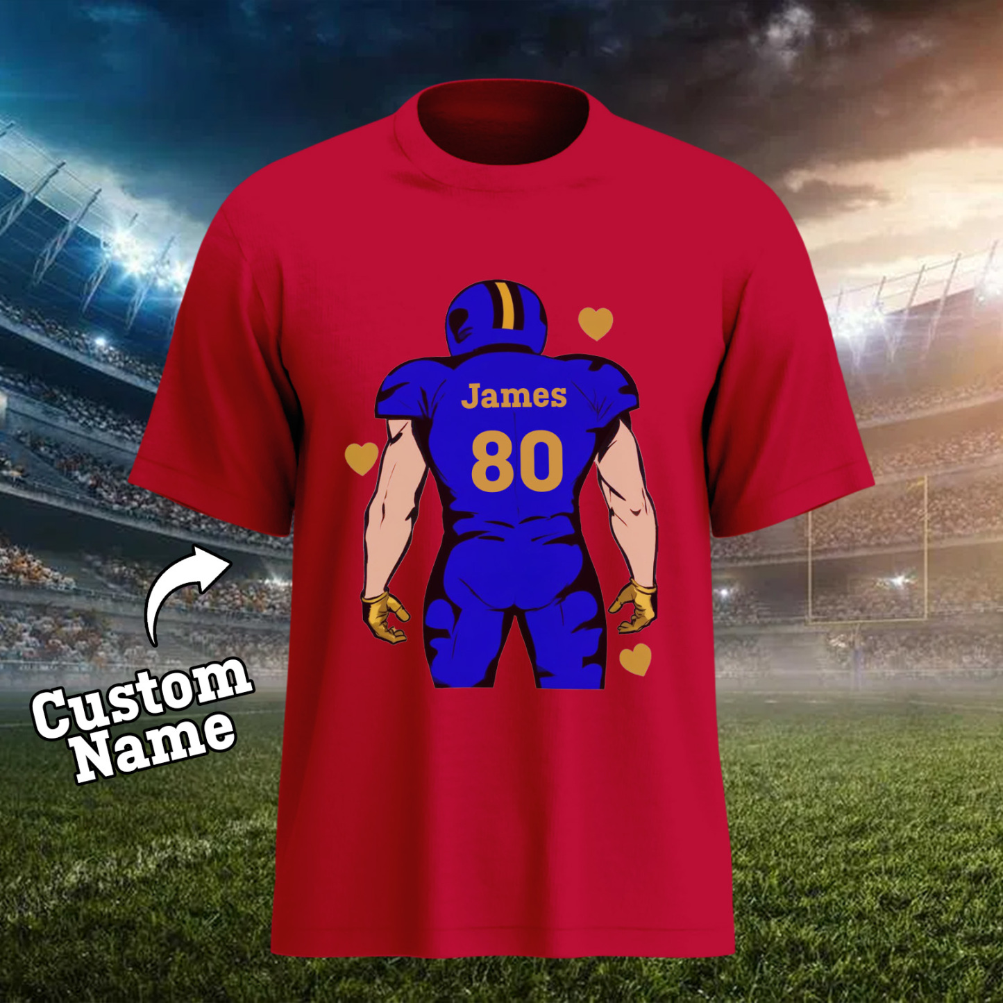 Shine On Game Day - Custom Glitter Football Player Hoodie T-shirt - 