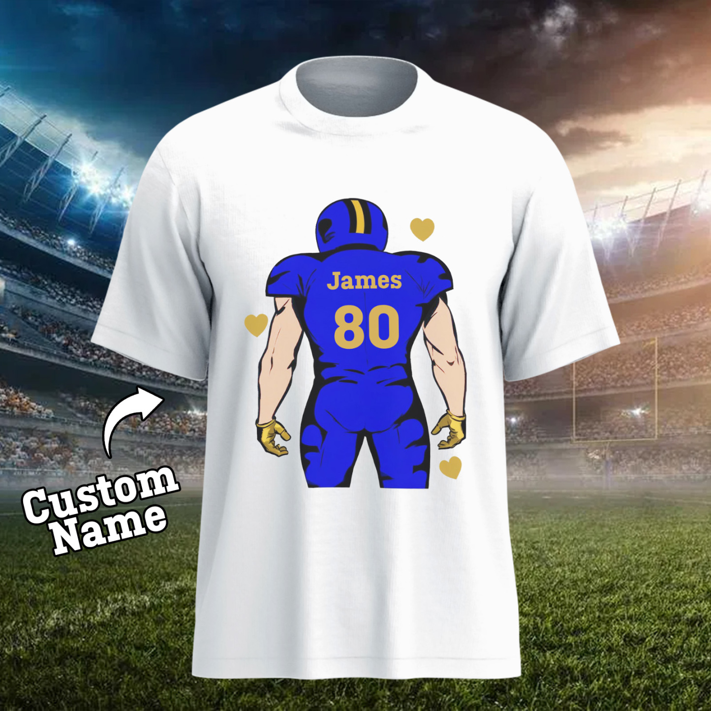 Shine On Game Day - Custom Glitter Football Player Hoodie T-shirt - 
