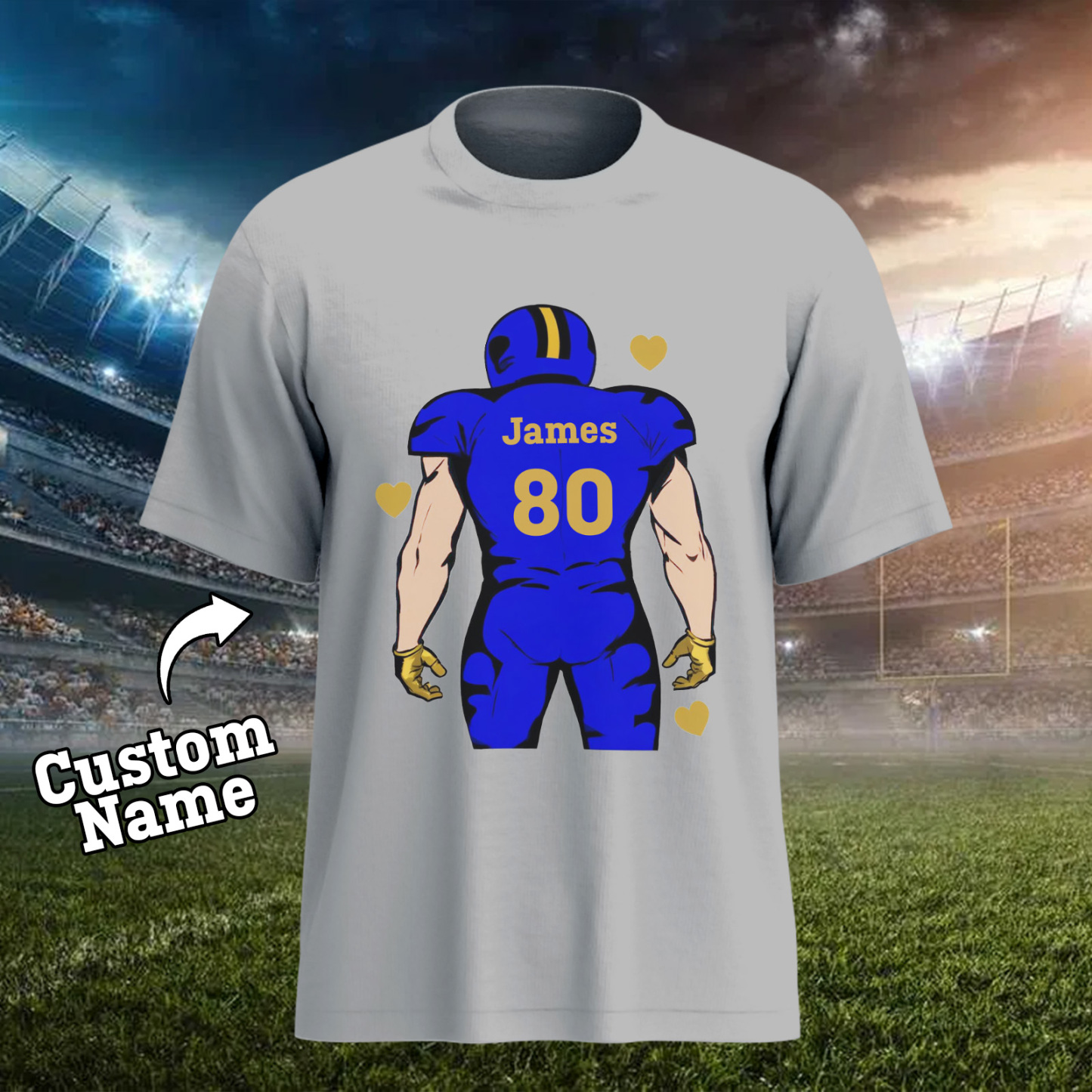 Shine On Game Day - Custom Glitter Football Player Hoodie T-shirt - 