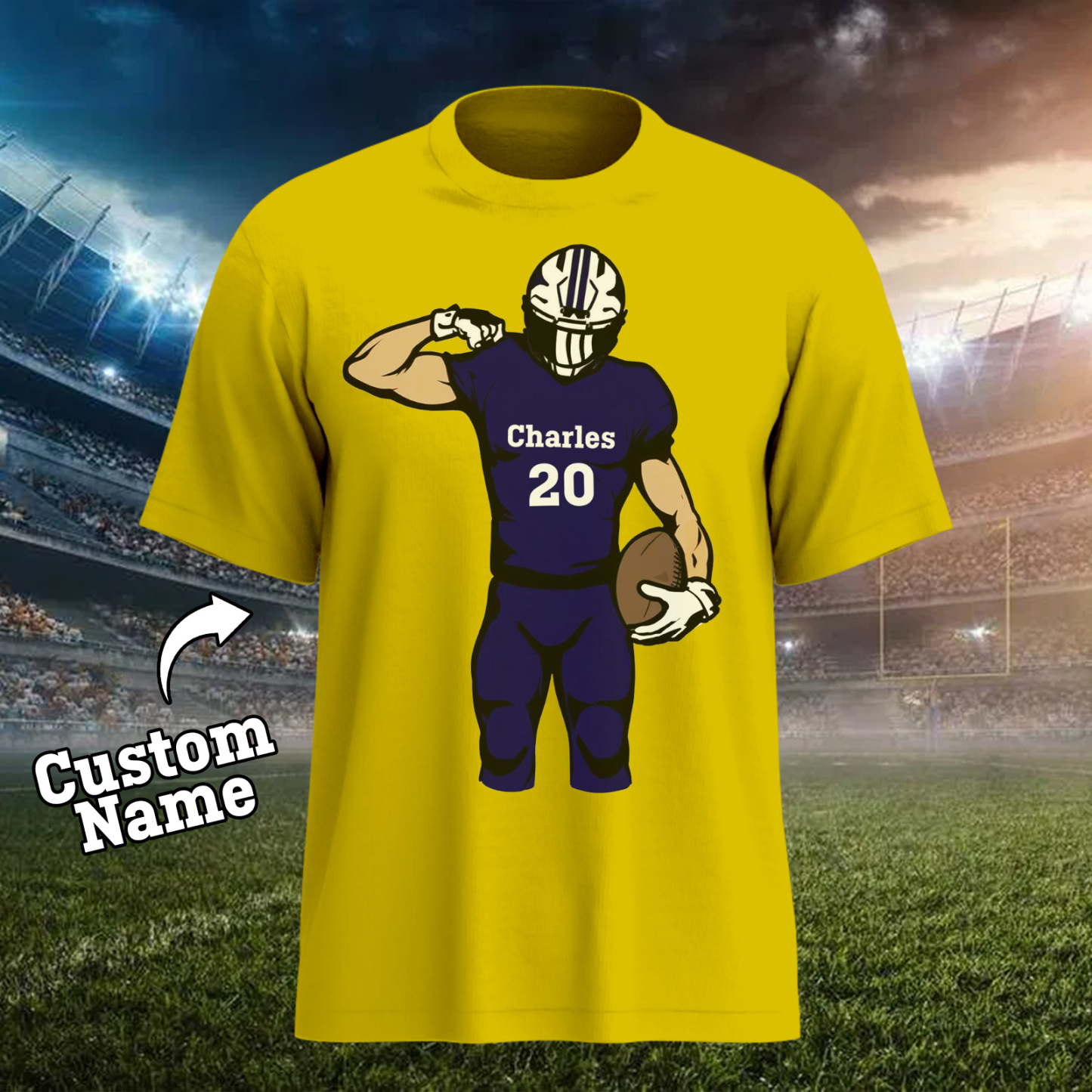 Shine On Game Day - Custom Glitter Football Player Hoodie T-shirt - 