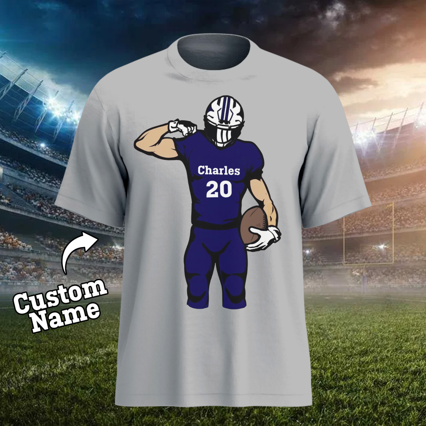 Shine On Game Day - Custom Glitter Football Player Hoodie T-shirt - 
