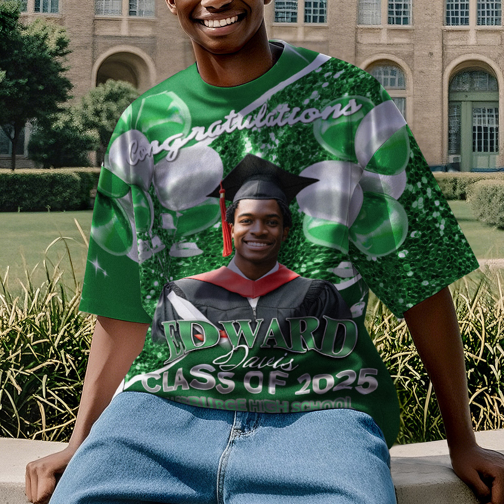 Personalized Photo 3D Graduation T-Shirt with Name & Year Gift