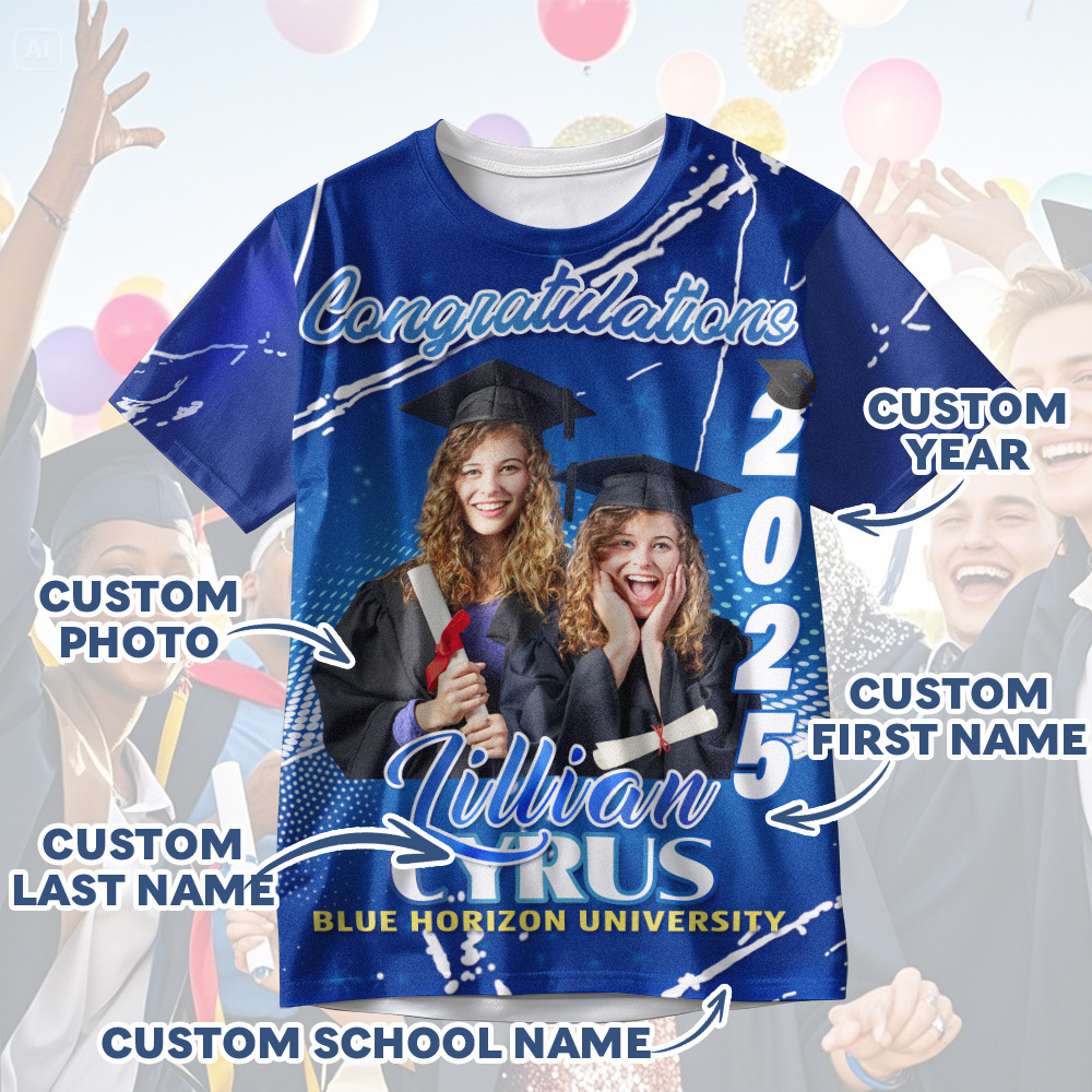 Custom 3D Graduation Gift Design Your Own Personalized Shirt