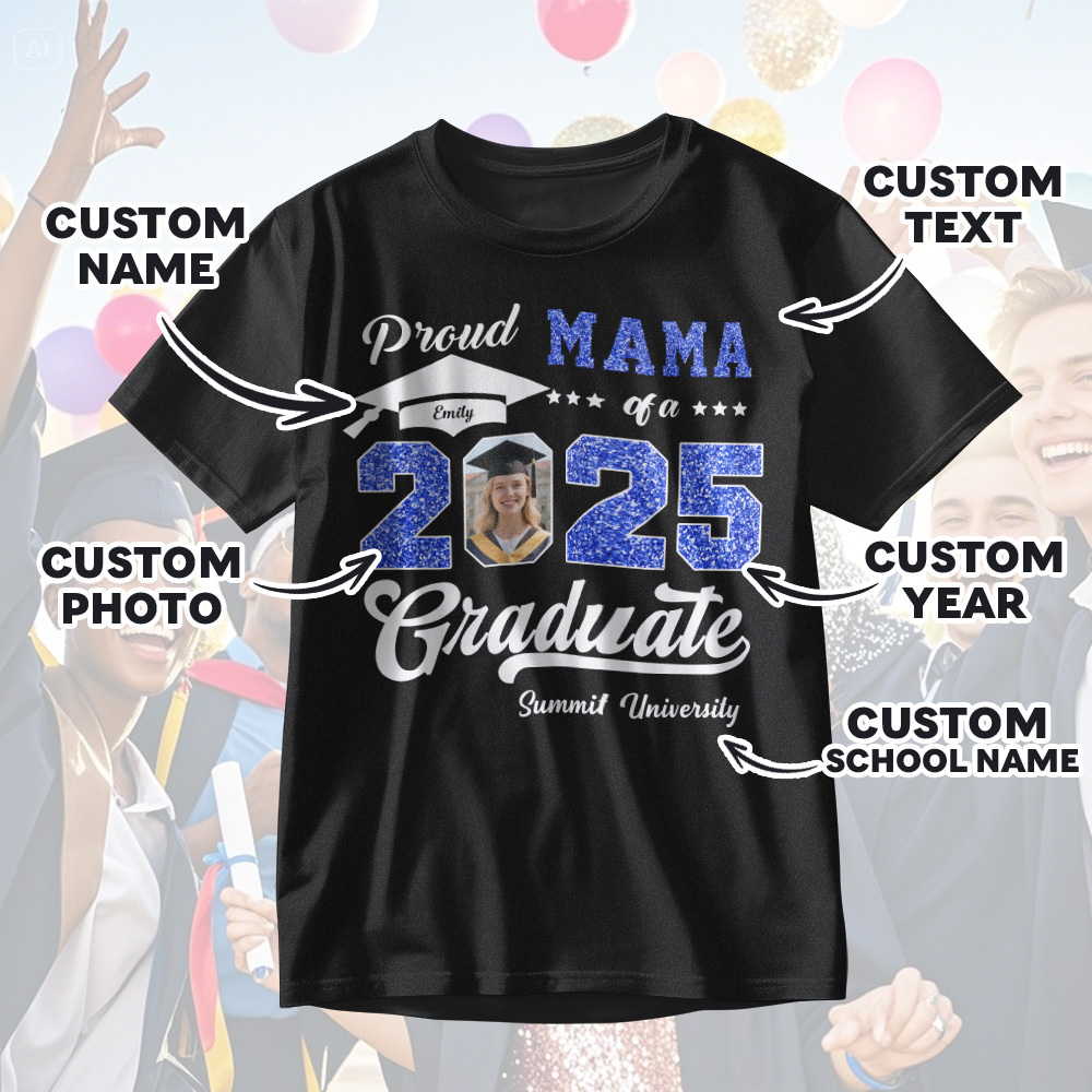 Personalized Graduation T-Shirt Custom Proud Family Graduate Photo and Name Graduation T-Shirt Gift