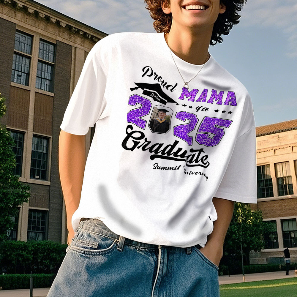 Personalized Graduation T-Shirt Custom Proud Family Graduate Photo and Name Graduation T-Shirt Gift