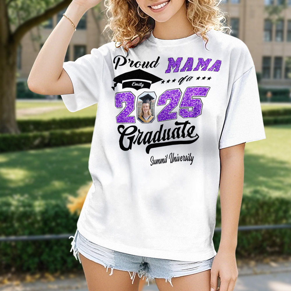 Personalized Graduation T-Shirt Custom Proud Family Graduate Photo and Name Graduation T-Shirt Gift
