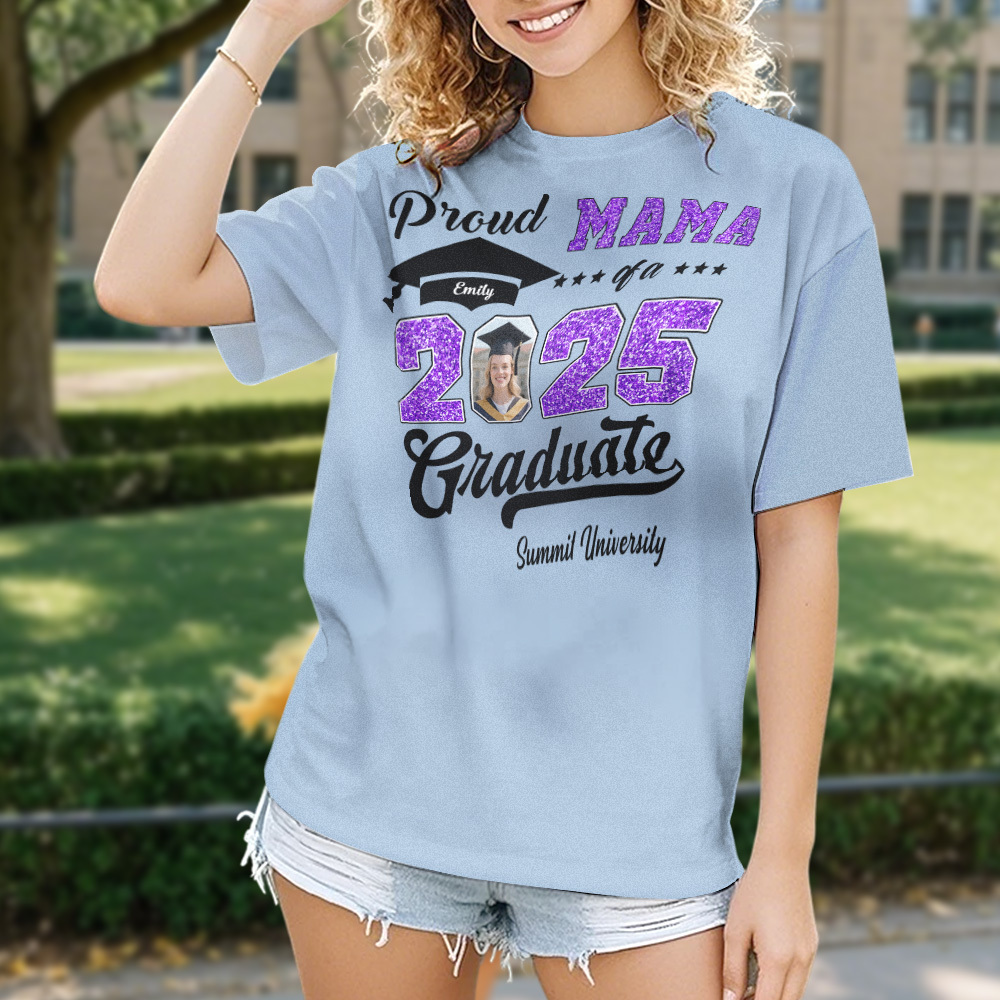 Personalized Graduation T-Shirt Custom Proud Family Graduate Photo and Name Graduation T-Shirt Gift