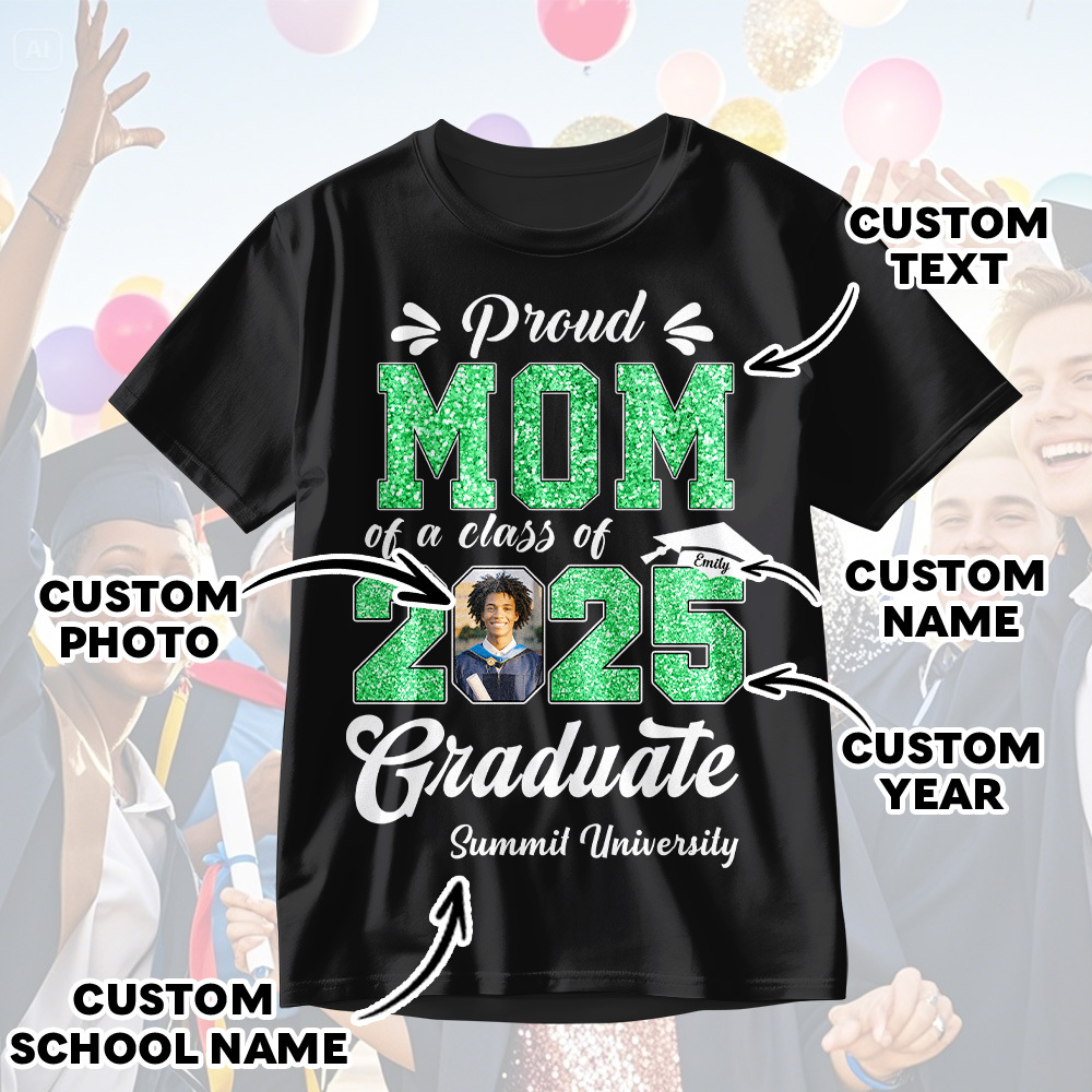 Custom Graduation T-Shirt Personalized Proud Family Graduate Photo and Name Graduation T-Shirt Gift