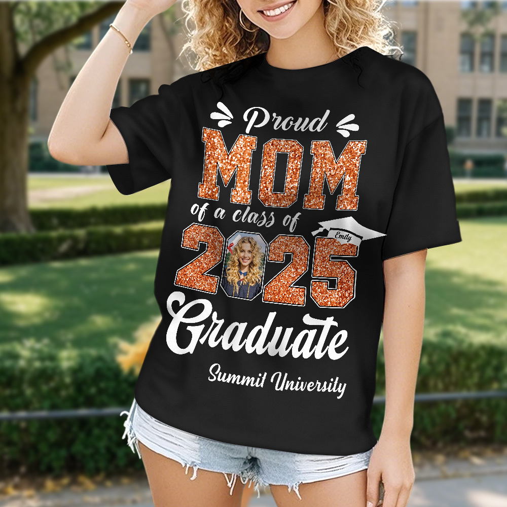 Custom Graduation T-Shirt Personalized Proud Family Graduate Photo and Name Graduation T-Shirt Gift