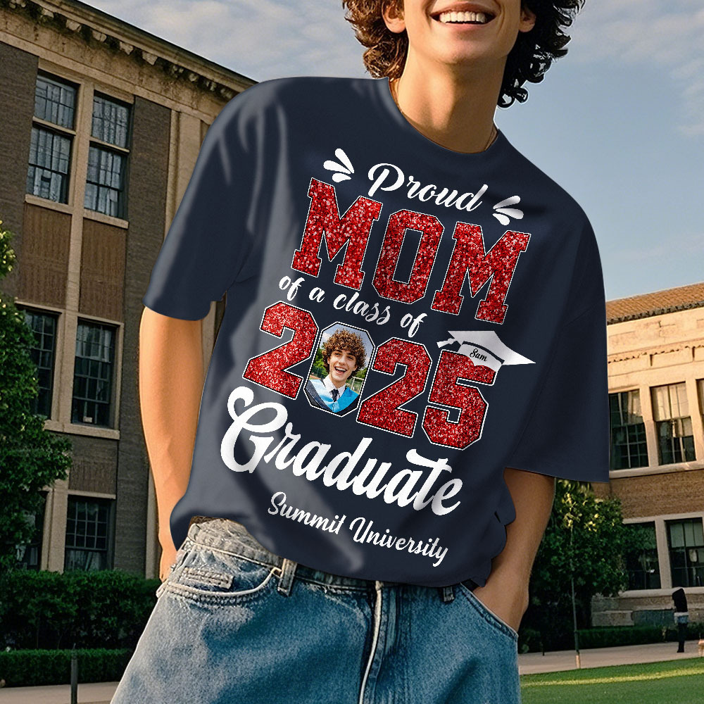 Custom Graduation T-Shirt Personalized Proud Family Graduate Photo and Name Graduation T-Shirt Gift
