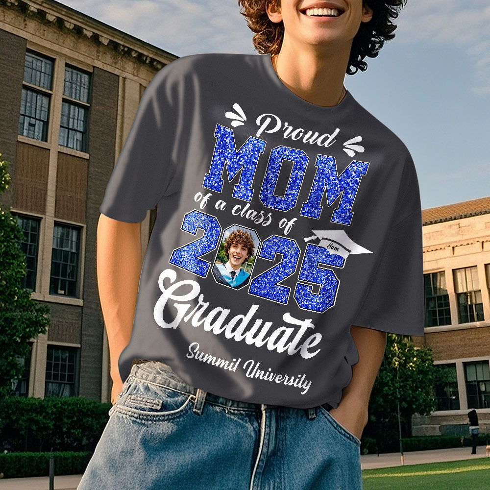 Custom Graduation T-Shirt Personalized Proud Family Graduate Photo and Name Graduation T-Shirt Gift