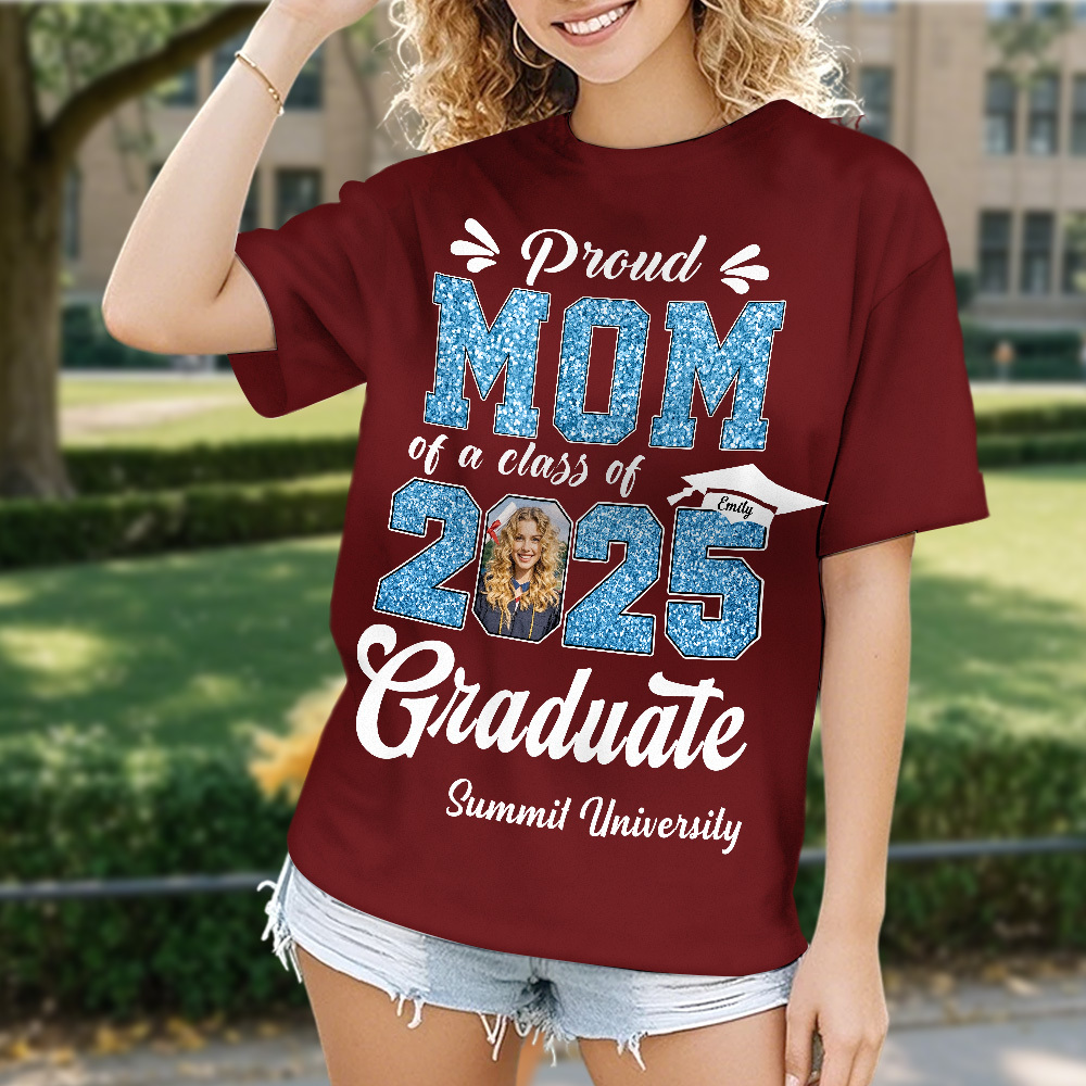 Custom Graduation T-Shirt Personalized Proud Family Graduate Photo and Name Graduation T-Shirt Gift
