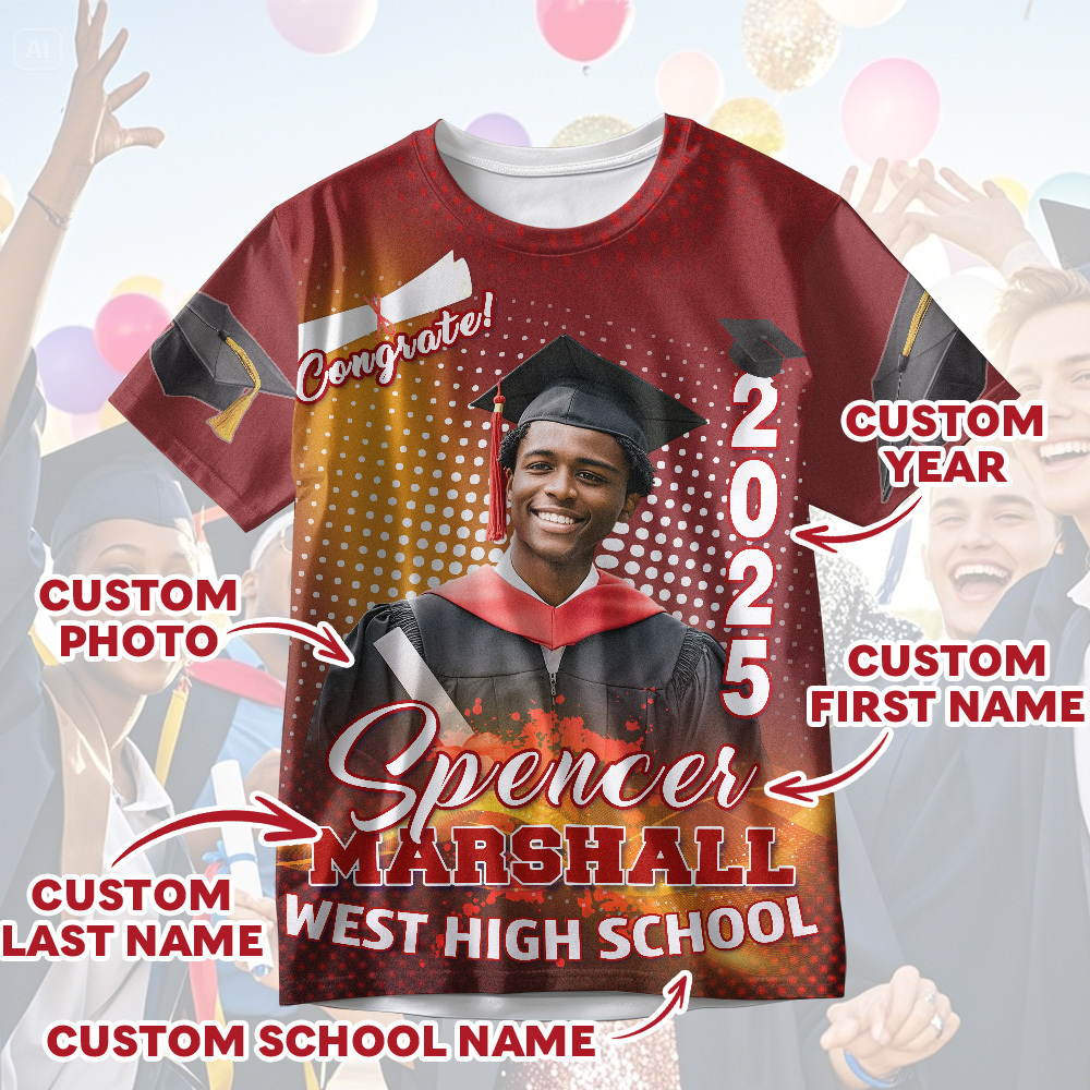 Custom 3D Graduation Gift Design Your Own Personalized Shirt