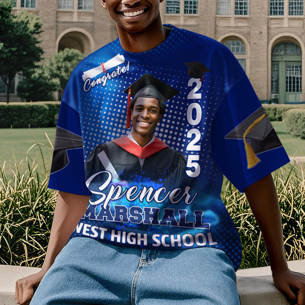 Custom 3D Graduation T-shirt Personalized Photo & Name T-shirt Congratulate Gift