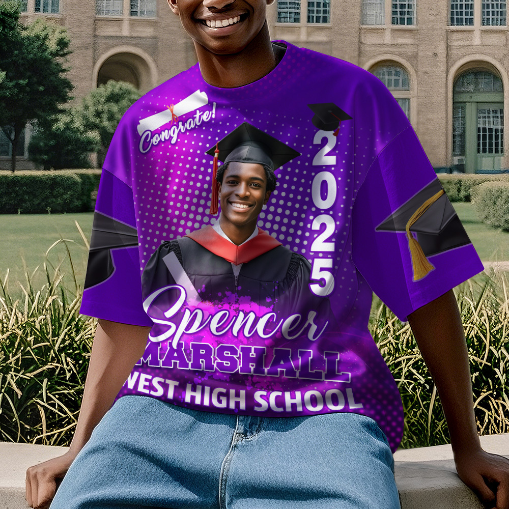 Custom 3D Graduation T-shirt Personalized Photo & Name T-shirt Congratulate Gift