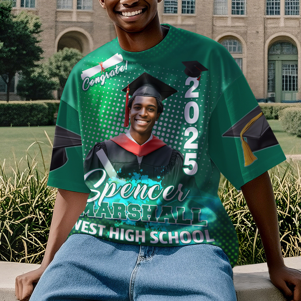 Custom 3D Graduation T-shirt Personalized Photo & Name T-shirt Congratulate Gift
