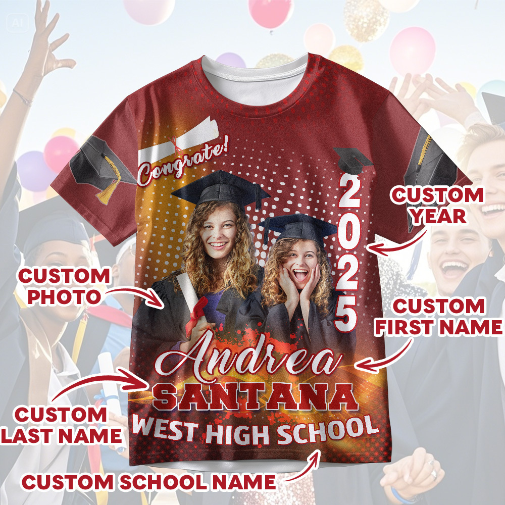 Custom 3D Graduation Gift Design Your Own Personalized Shirt