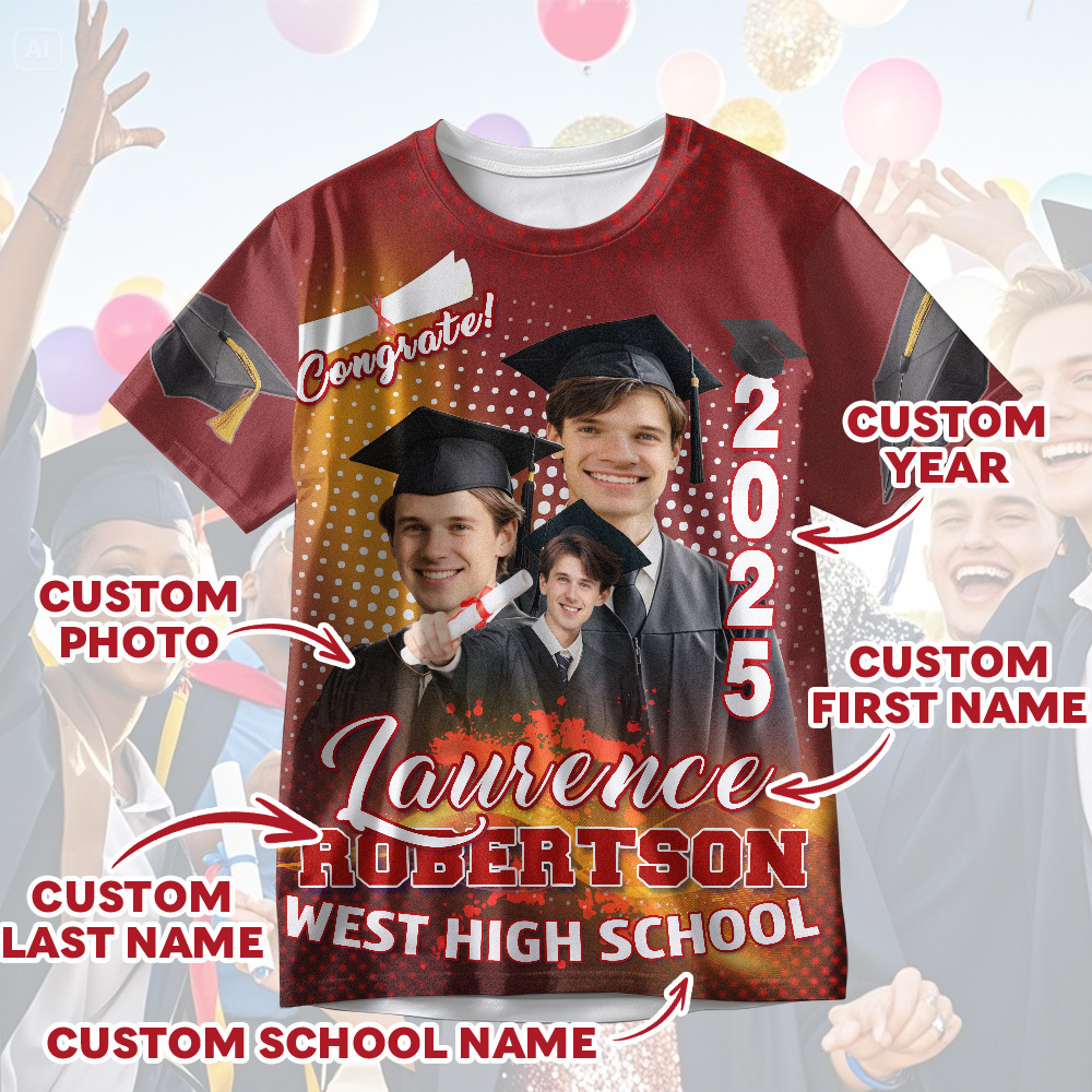 Custom 3D Graduation Gift Design Your Own Personalized Shirt