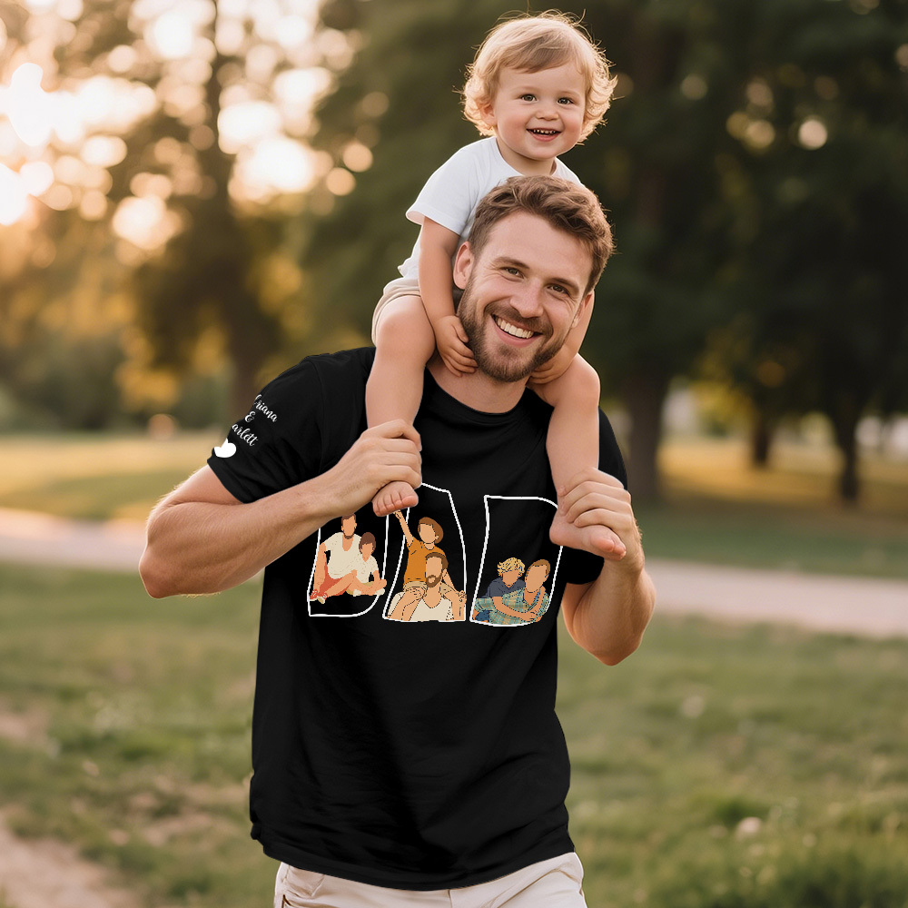 Custom Photo Portrait Embroidery Sweatshirt/Hoodie | Portrait From Photo | Memorial Shirt for Dad Mom - 