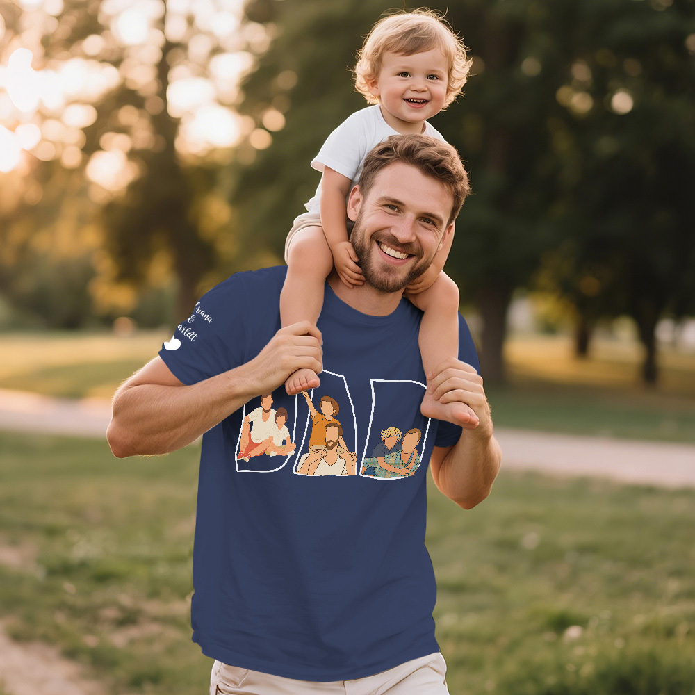 Custom Photo Portrait Embroidery Sweatshirt/Hoodie | Portrait From Photo | Memorial Shirt for Dad Mom - 