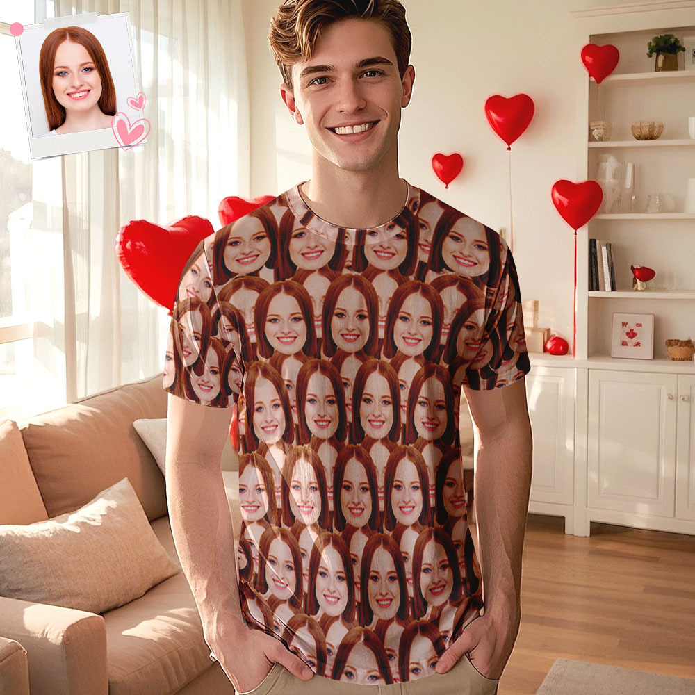 Custom Face T-shirt Unisex T-shirt Mash Funny T-shirt for Gift - 