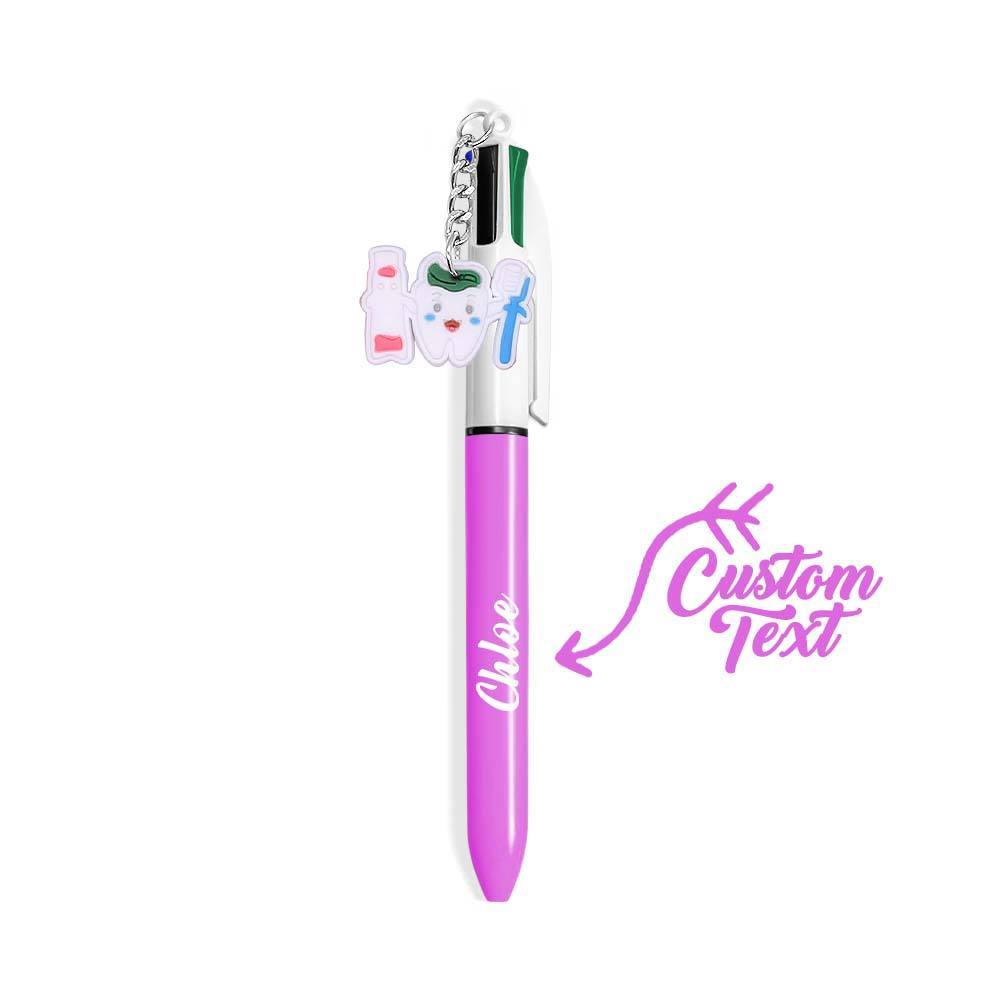 Personalised 4 in 1 Multicoloured Nurse Retractable Ball Pen with Name and Cute Charm Birthday Christmas Appreciation Gift for Nurse Medical Staff