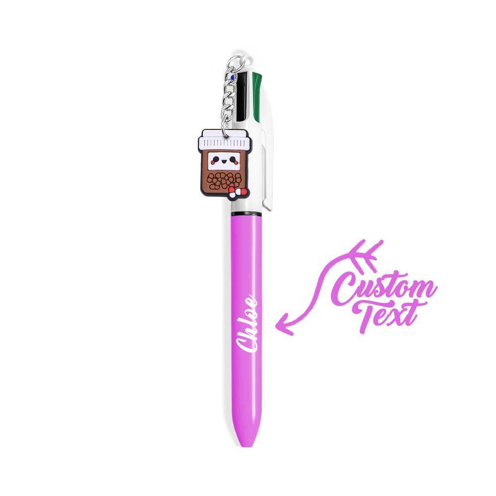 Personalised 4 in 1 Multicoloured Nurse Retractable Ball Pen with Name and Cute Charm Birthday Christmas Appreciation Gift for Nurse Medical Staff