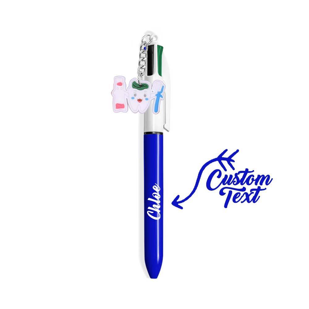 Personalised 4 in 1 Multicoloured Nurse Retractable Ball Pen with Name and Cute Charm Birthday Christmas Appreciation Gift for Nurse Medical Staff