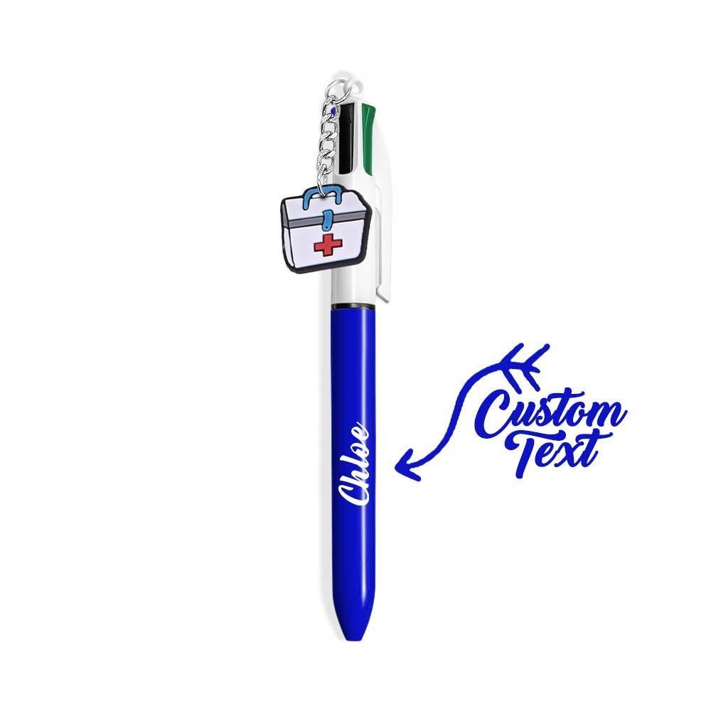 Personalised 4 in 1 Multicoloured Nurse Retractable Ball Pen with Name and Cute Charm Birthday Christmas Appreciation Gift for Nurse Medical Staff