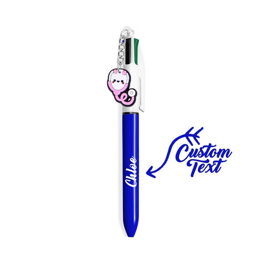 Personalised 4 in 1 Multicoloured Nurse Retractable Ball Pen with Name and Cute Charm Birthday Christmas Appreciation Gift for Nurse Medical Staff
