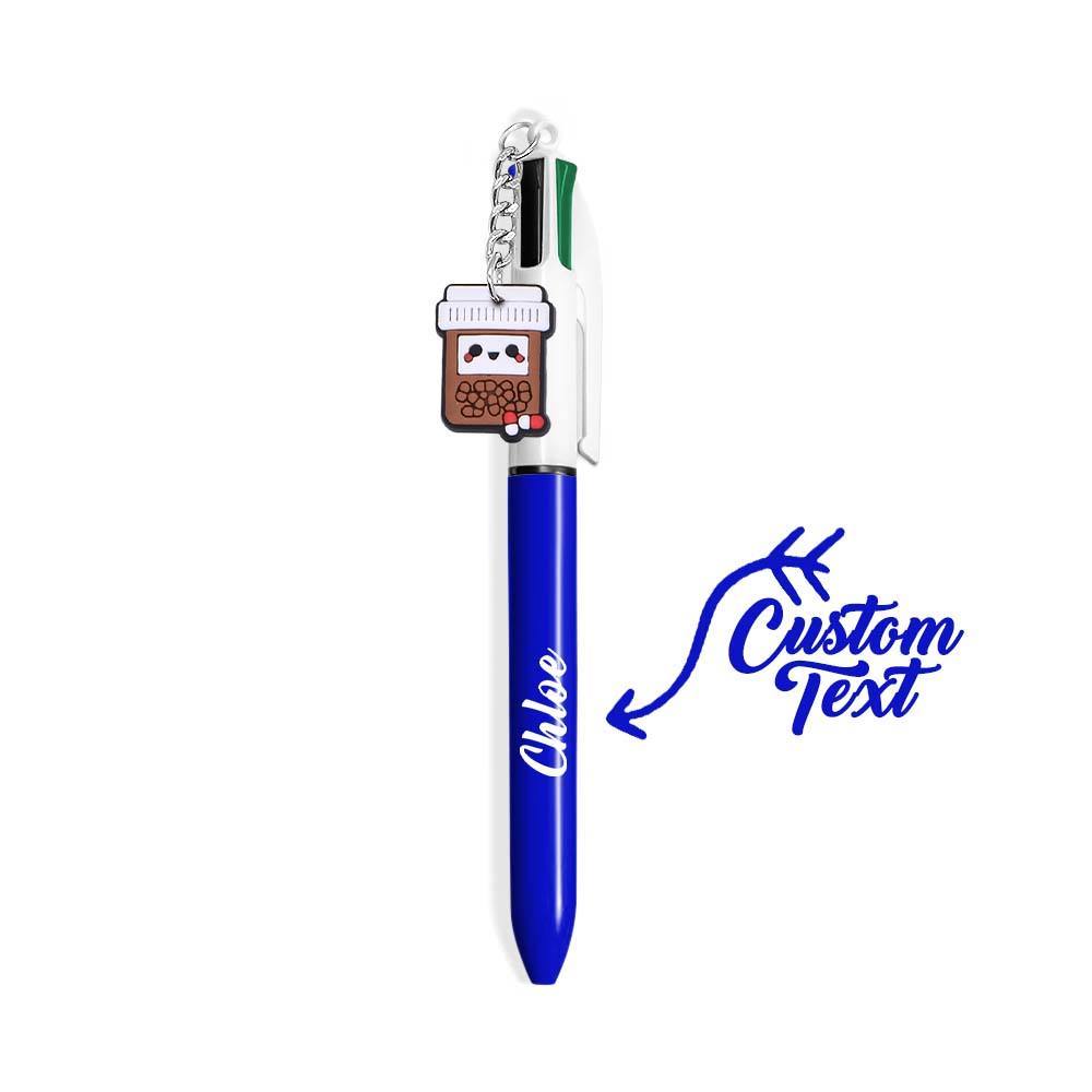 Personalised 4 in 1 Multicoloured Nurse Retractable Ball Pen with Name and Cute Charm Birthday Christmas Appreciation Gift for Nurse Medical Staff