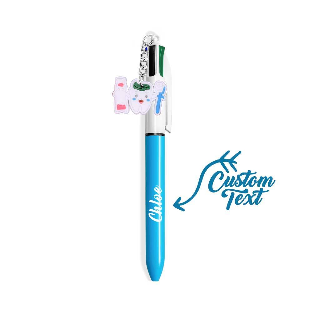 Personalised 4 in 1 Multicoloured Nurse Retractable Ball Pen with Name and Cute Charm Birthday Christmas Appreciation Gift for Nurse Medical Staff