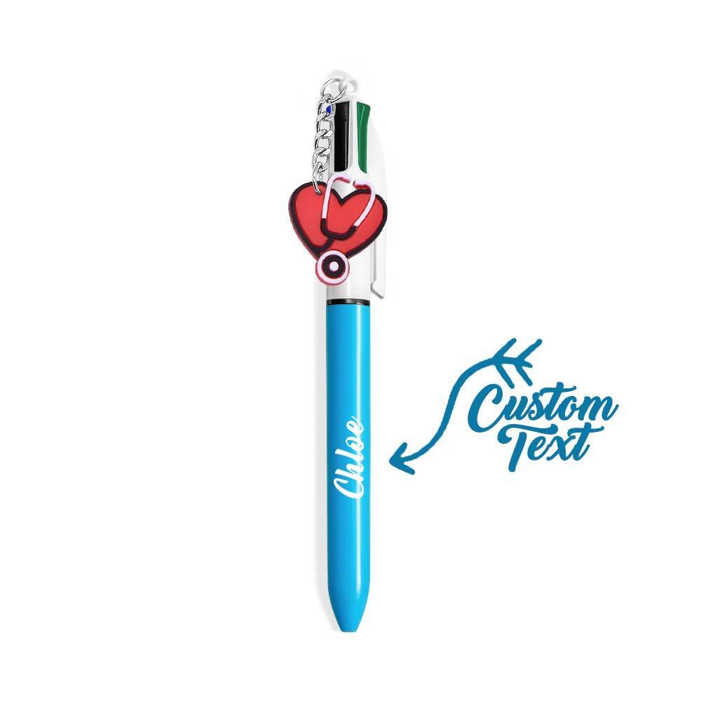 Personalised 4 in 1 Multicoloured Nurse Retractable Ball Pen with Name and Cute Charm Birthday Christmas Appreciation Gift for Nurse Medical Staff