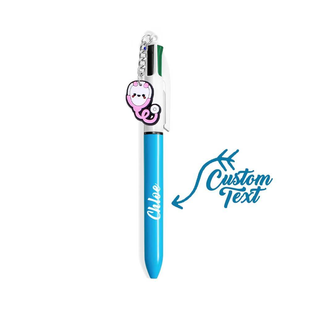 Personalised 4 in 1 Multicoloured Nurse Retractable Ball Pen with Name and Cute Charm Birthday Christmas Appreciation Gift for Nurse Medical Staff
