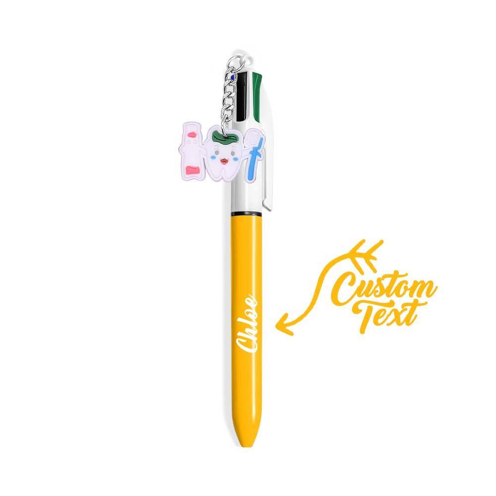 Personalised 4 in 1 Multicoloured Nurse Retractable Ball Pen with Name and Cute Charm Birthday Christmas Appreciation Gift for Nurse Medical Staff