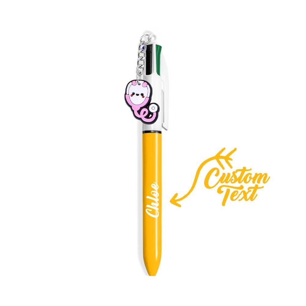 Personalised 4 in 1 Multicoloured Nurse Retractable Ball Pen with Name and Cute Charm Birthday Christmas Appreciation Gift for Nurse Medical Staff