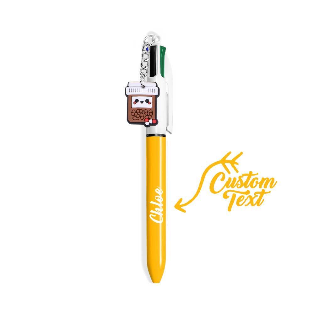 Personalised 4 in 1 Multicoloured Nurse Retractable Ball Pen with Name and Cute Charm Birthday Christmas Appreciation Gift for Nurse Medical Staff