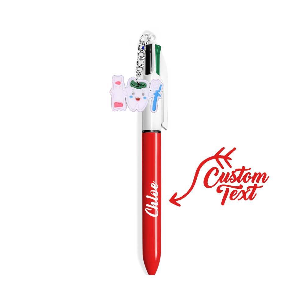 Personalised 4 in 1 Multicoloured Nurse Retractable Ball Pen with Name and Cute Charm Birthday Christmas Appreciation Gift for Nurse Medical Staff