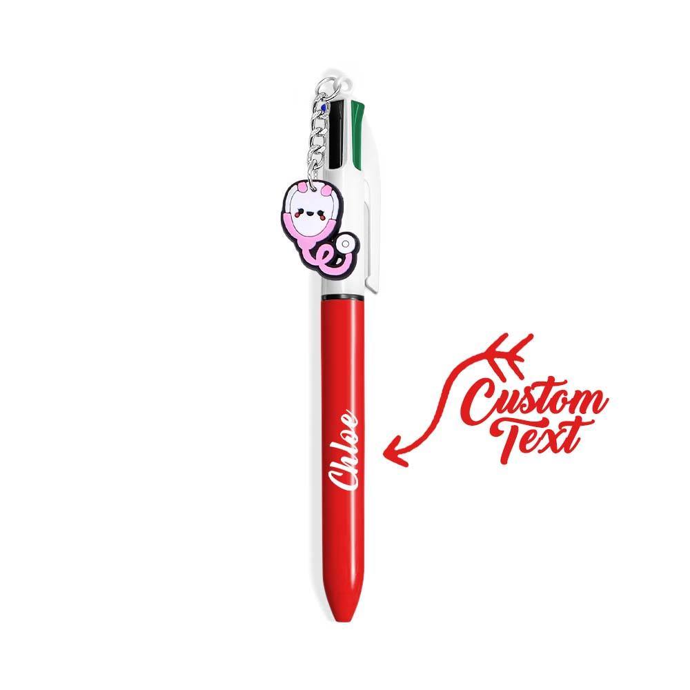 Personalised 4 in 1 Multicoloured Nurse Retractable Ball Pen with Name and Cute Charm Birthday Christmas Appreciation Gift for Nurse Medical Staff