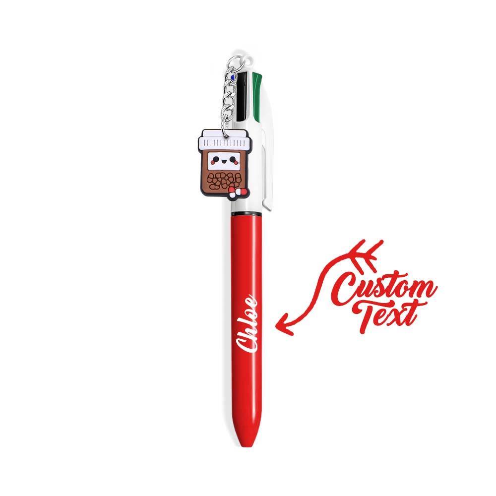 Personalised 4 in 1 Multicoloured Nurse Retractable Ball Pen with Name and Cute Charm Birthday Christmas Appreciation Gift for Nurse Medical Staff