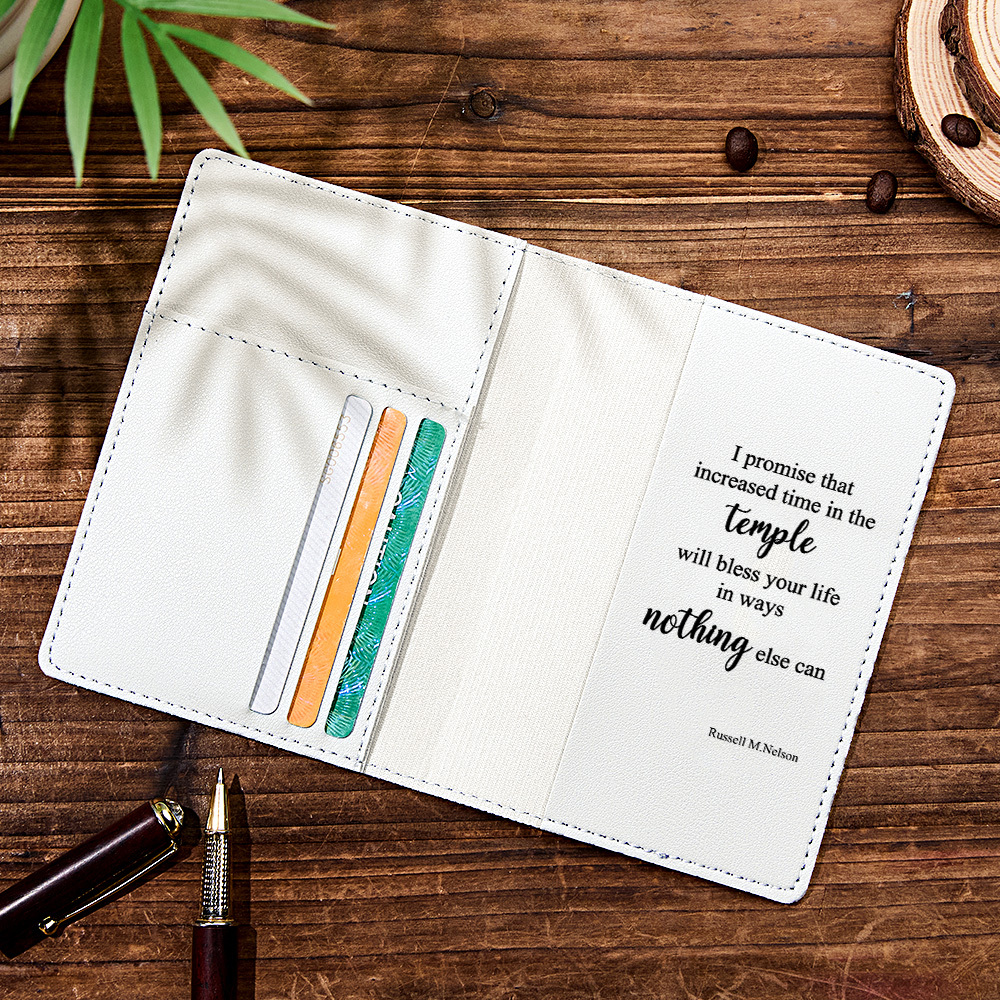 Personalized LDS Temple Recommend and Temple Ordinance Leather Holder with Name and Quote Baptism Worship Christmas Gift for Latter-day Saints