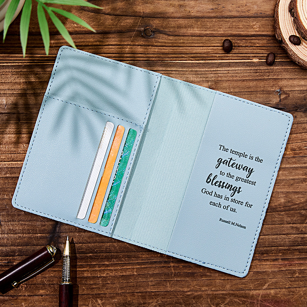 Personalized LDS Temple Recommend and Temple Ordinance Leather Holder with Name and Quote Baptism Worship Christmas Gift for Latter-day Saints