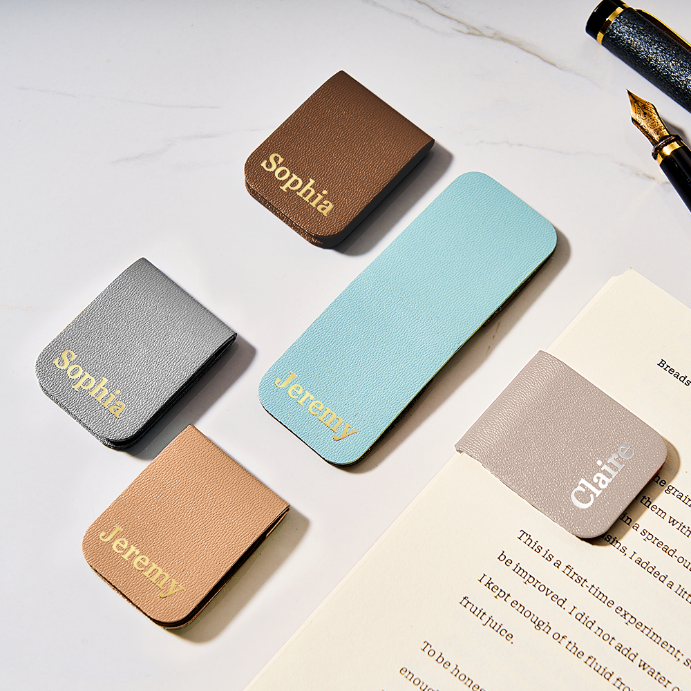Personalized Minimalist Magnetic Leather Bookmark with Engraved Name Birthday Graduation Gift for Book Lovers Bookworm