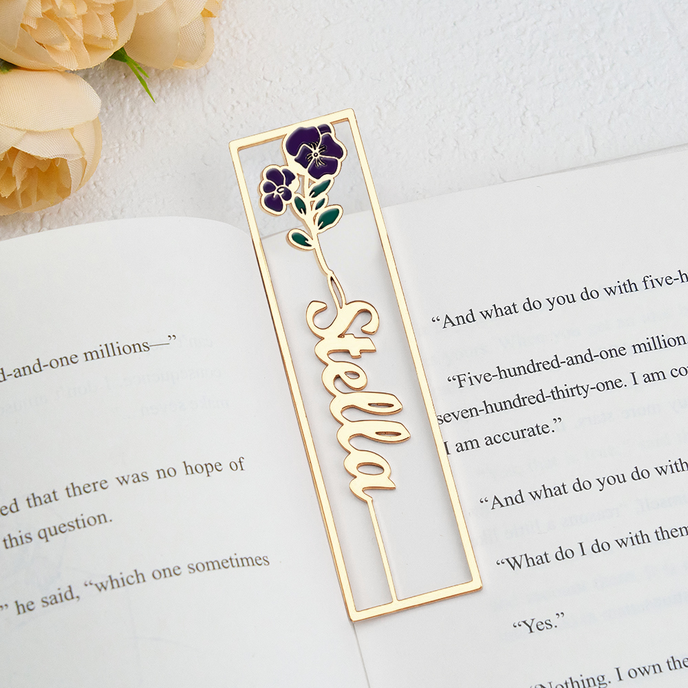 Colorful Birthday Flower Bookmark, Custom Name Bookmark, Personalized Name Bookmark, Cutting 3D Names, Women Birthday Commemorative Gifts
